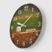 Personalized Baseball Field Custom Name ラージ壁時計 (傾斜)