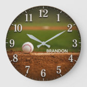 Personalized Baseball Field Custom Name ラージ壁時計 (正面)