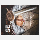 Personalized Baseball Fleece Blanket Great Customi フリースブランケット (正面(横))