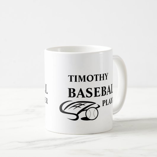Personalized Baseball Lover Mug コーヒーマグカップ (正面右)