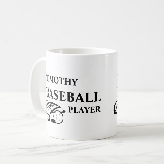 Personalized Baseball Lover Mug コーヒーマグカップ (正面左)