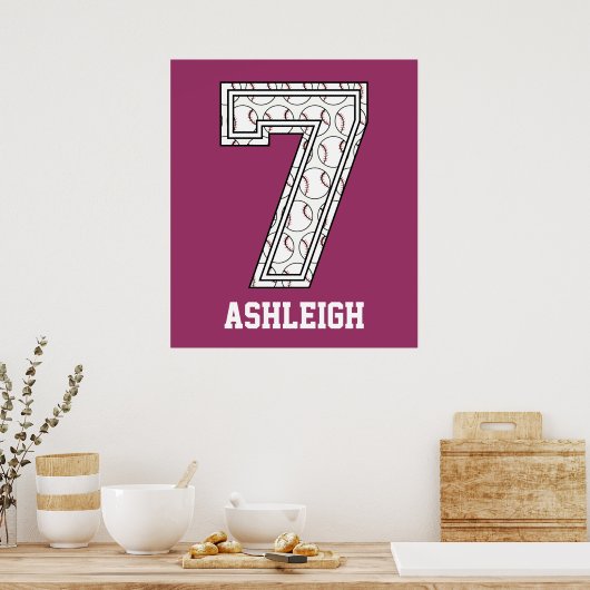 Personalized Baseball Number 7 ポスター (キッチン)