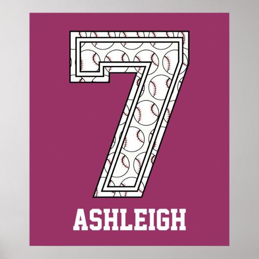 Personalized Baseball Number 7 ポスター (正面)