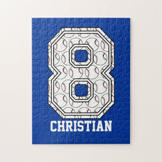 Personalized Baseball Number 8 ジグソーパズル (縦)