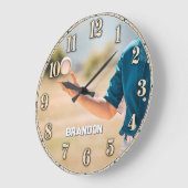 Personalized Baseball Pitcher Custom Name ラージ壁時計 (傾斜)