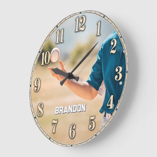 Personalized Baseball Pitcher Custom Name ラージ壁時計 (傾斜)