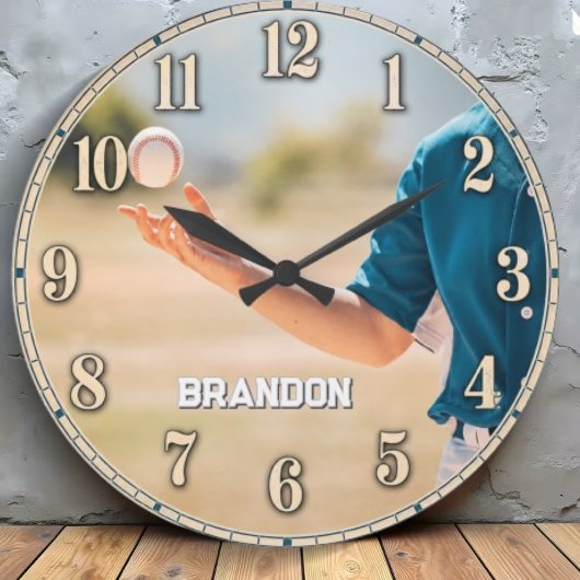 Personalized Baseball Pitcher Custom Name ラージ壁時計