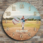 Personalized Baseball Pitcher Custom Name Player ラージ壁時計