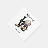 Personalized Baseball Themed Wedding スタンダードカクテルナプキン (角)