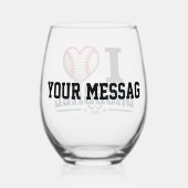Personalized Baseball Wine Glass | I Love Baseball ステムなしワイングラス (裏面)