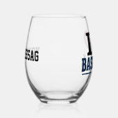 Personalized Baseball Wine Glass | I Love Baseball ステムなしワイングラス (右)