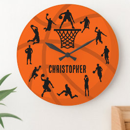 Personalized Basketball Action ラージ壁時計