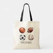Personalized Basketball Baseball Football Soccer トートバッグ (裏面)