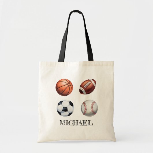 Personalized Basketball Baseball Football Soccer トートバッグ (正面)