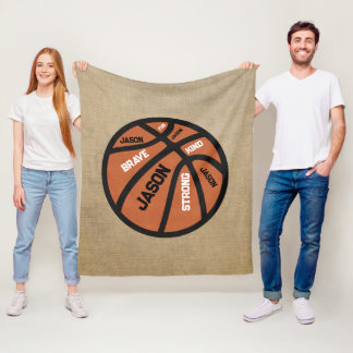 Personalized Basketball Blanket Add Your Name フリースブランケット
