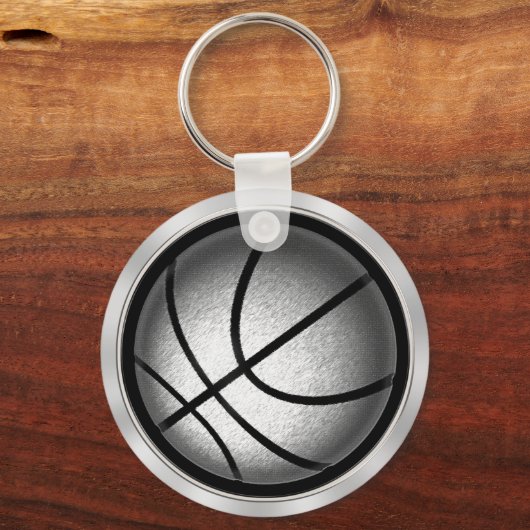 Personalized Basketball Keychains Black and Silver キーホルダー (裏面)
