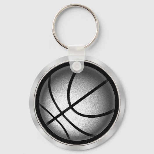Personalized Basketball Keychains Black and Silver キーホルダー (裏面)