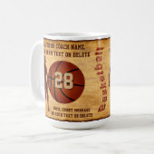 Personalized, Basketball Mugs for Players or Coach コーヒーマグカップ (正面左)