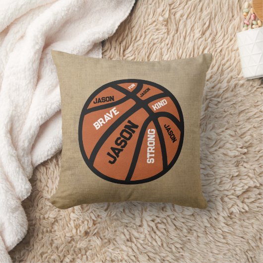 Personalized Basketball Pillow Add Your Name クッション (ブランケット)