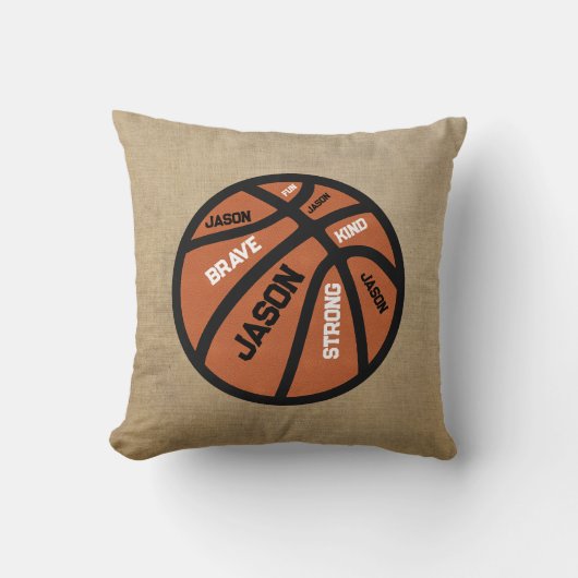 Personalized Basketball Pillow Add Your Name クッション (正面)