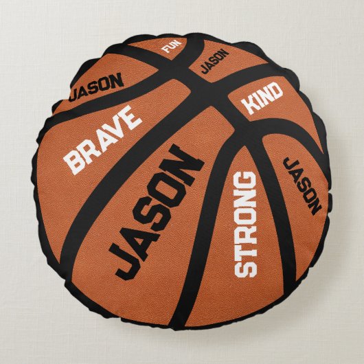 Personalized Basketball Pillow Add Your Name ラウンドクッション (正面)