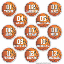 personalized basketball stickers for 13 boys girls シール