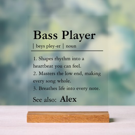 Personalized Bass Player Definition アクリルサイン (ニュートラル)