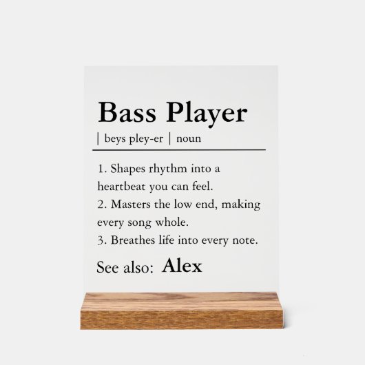 Personalized Bass Player Definition アクリルサイン (正面)