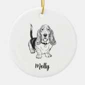 Personalized Basset Hound Dog Christmas セラミックオーナメント (正面)