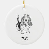 Personalized Basset Hound Dog Christmas セラミックオーナメント (裏面)