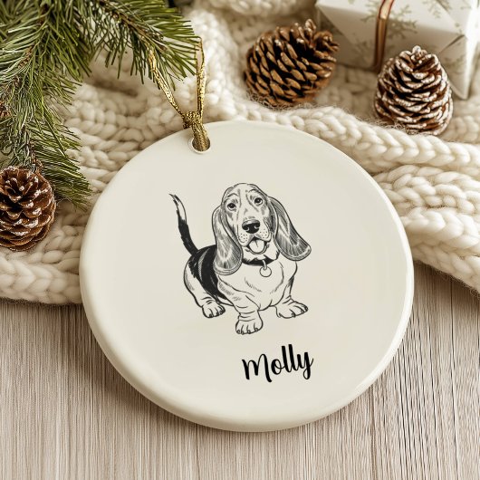 Personalized Basset Hound Dog Christmas セラミックオーナメント