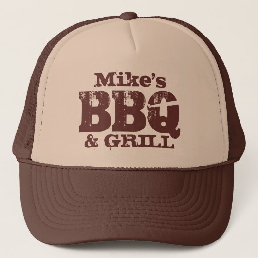Personalized BBQ hat for guys | Brown beige キャップ (正面)