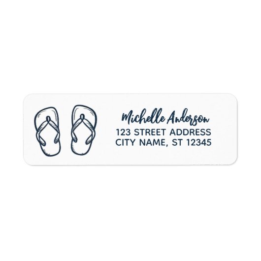 Personalized Beach Flip Flops Return Address       ラベル (正面)