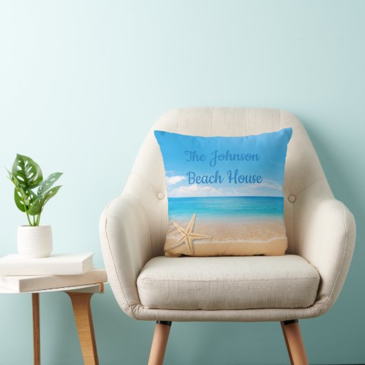 Personalized Beach House Throw Pillow クッション (椅子)