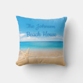 Personalized Beach House Throw Pillow クッション (正面)