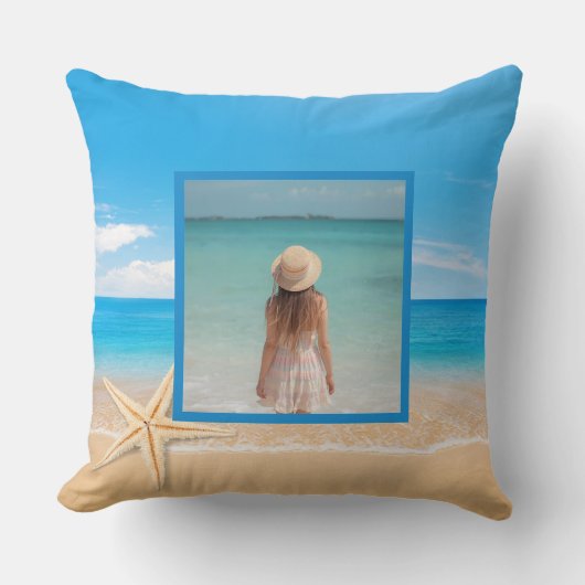 Personalized Beach House Throw Pillow – Custom クッション (正面)