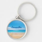 Personalized Beach Keychain | Ocean Name Keychain キーホルダー (正面)