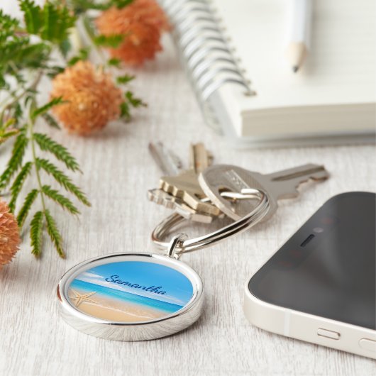 Personalized Beach Keychain | Ocean Name Keychain キーホルダー (側面)