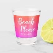 Personalized Beach Please Orange Pink Ombre ショットグラス (正面)