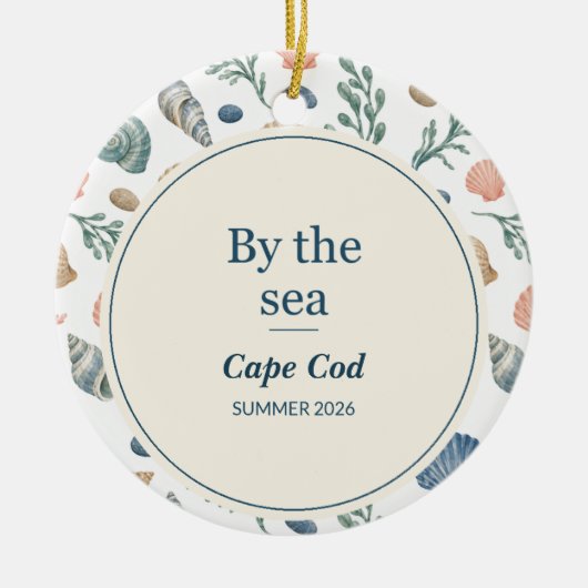 Personalized Beach Vacation Memory Ceramic セラミックオーナメント (正面)