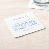 Personalized Beach Wedding Coasters スクエアペーパーコースター (アングル)