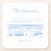 Personalized Beach Wedding Coasters スクエアペーパーコースター (正面)