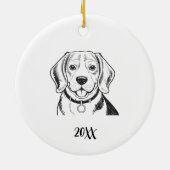 Personalized Beagle Dog Christmas セラミックオーナメント (裏面)
