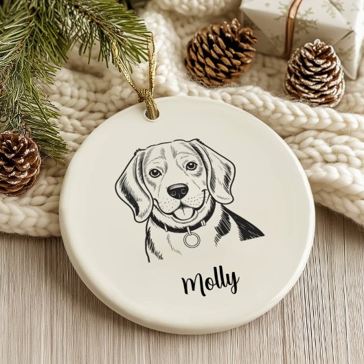 Personalized Beagle Dog Christmas セラミックオーナメント