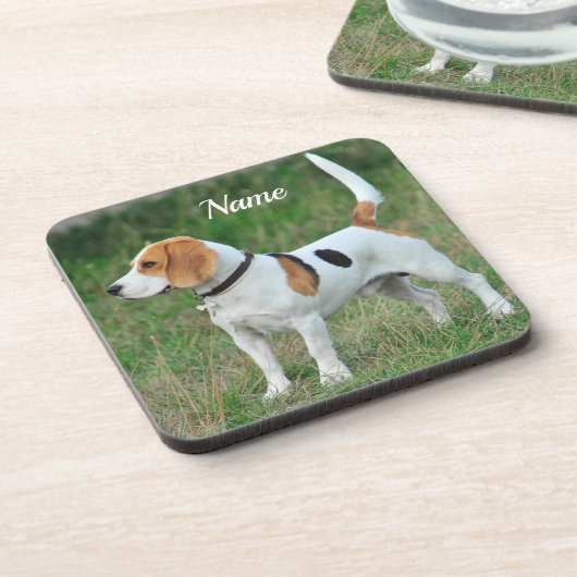 Personalized Beagle Hound Dog コースター (左側)