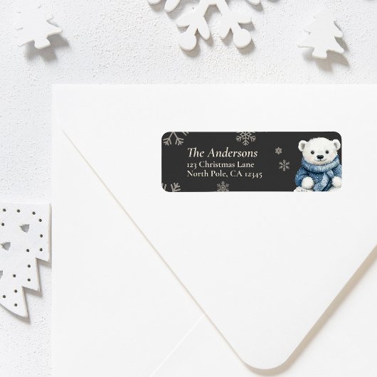 Personalized Bear Christmas Return Address Labels ラベル