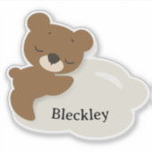 Personalized Bear on Cloud Sticker / Label シール (正面)