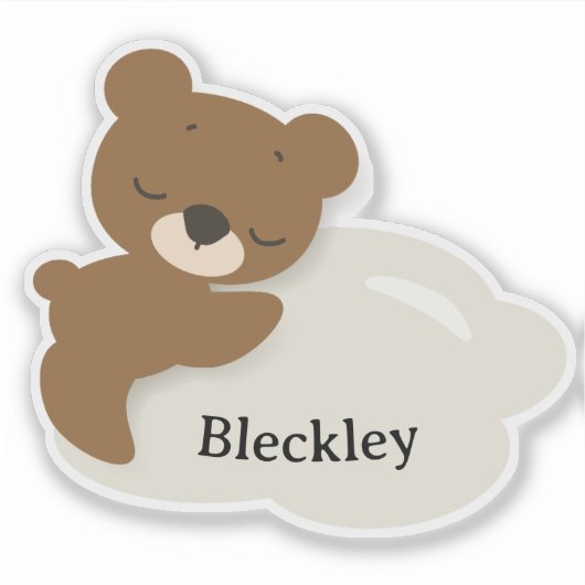 Personalized Bear on Cloud Sticker / Label シール (正面)