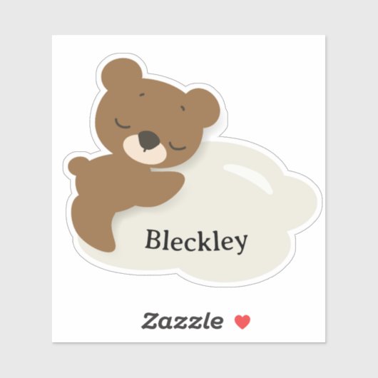 Personalized Bear on Cloud Sticker / Label シール (シート)