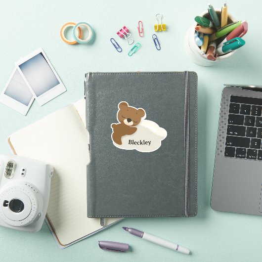Personalized Bear on Cloud Sticker / Label シール (iPadカバー)